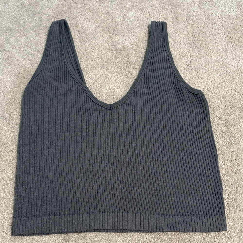 Charcoal Ribbed Tank Top for Women